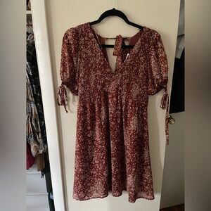 Rust floral mini dress